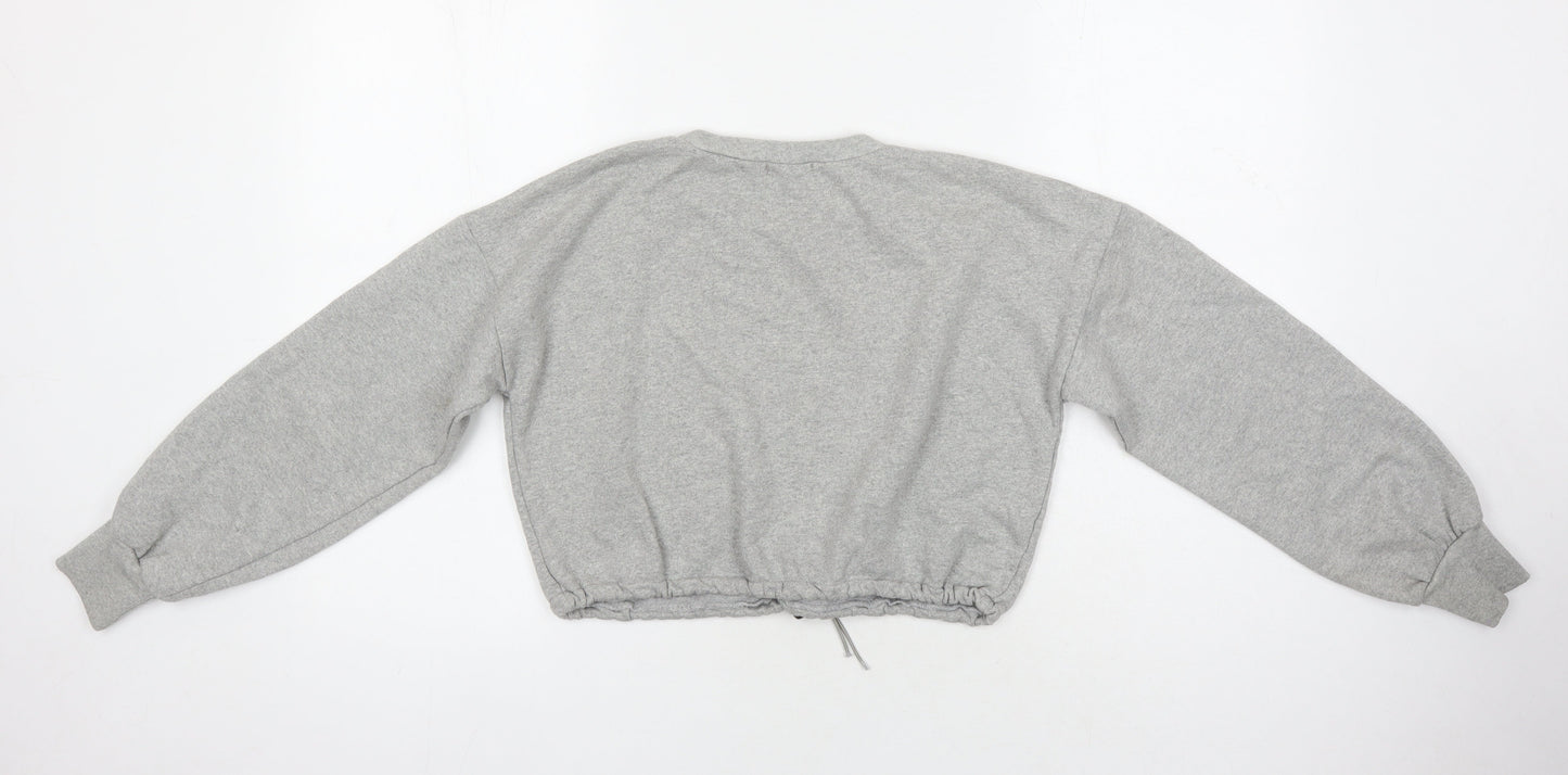 PRETTYLITTLETHING Womens Grey Polyester Pullover Sweatshirt Size 4 - Cropped