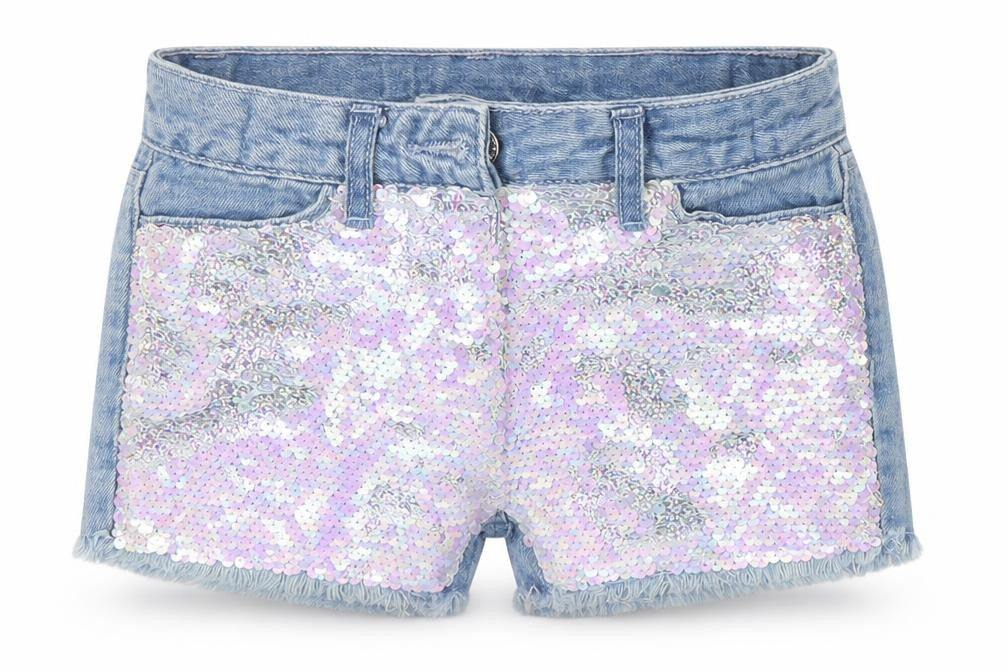 I love girlswear Girls Blue 100% Cotton Hot Pants Shorts Size 6 Years Regular - Sequin Detail