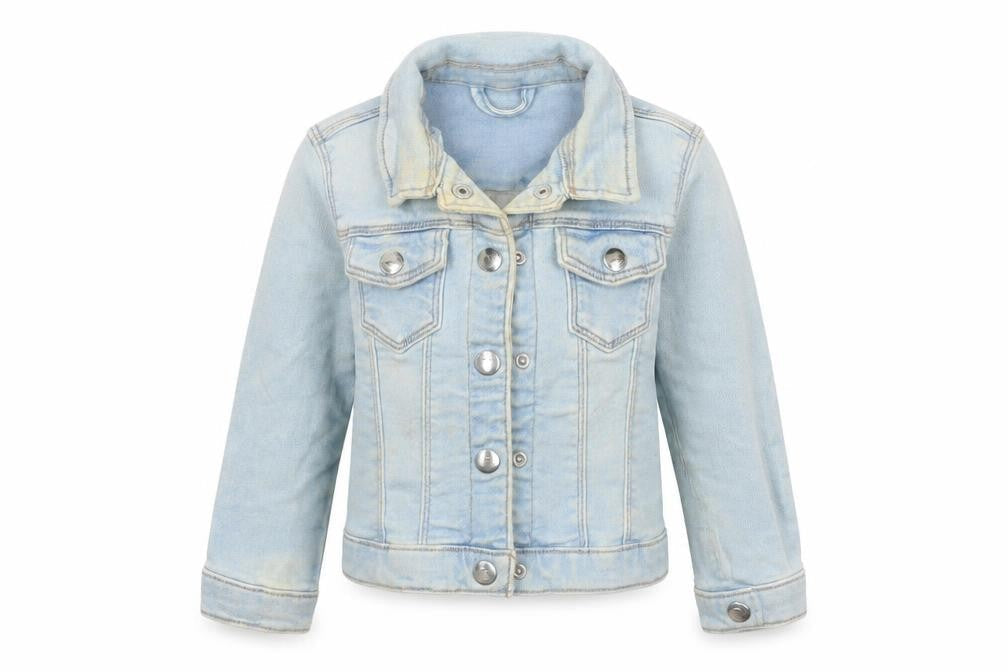 Matalan Girls Blue Jacket Size 2-3 Years Snap - Distressed Look