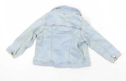 Back view of Matalan girls’ blue jacket, size 2-3, years snap - distressed look