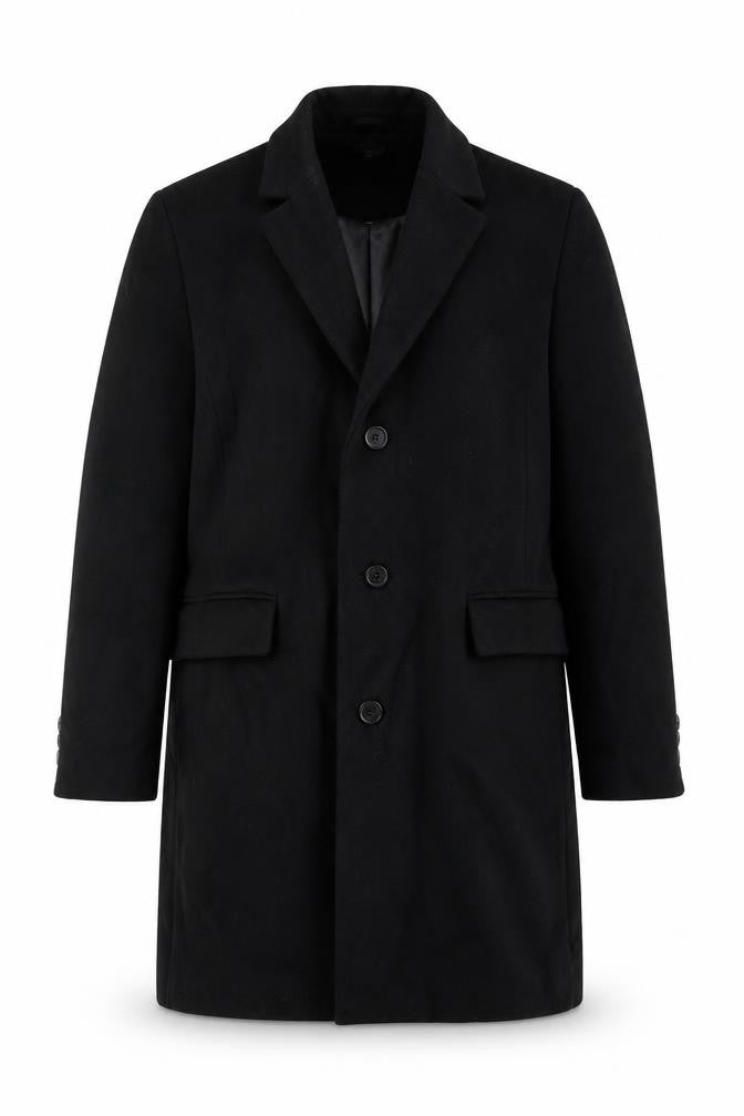 Topman Mens Black Overcoat Coat Size XL Button