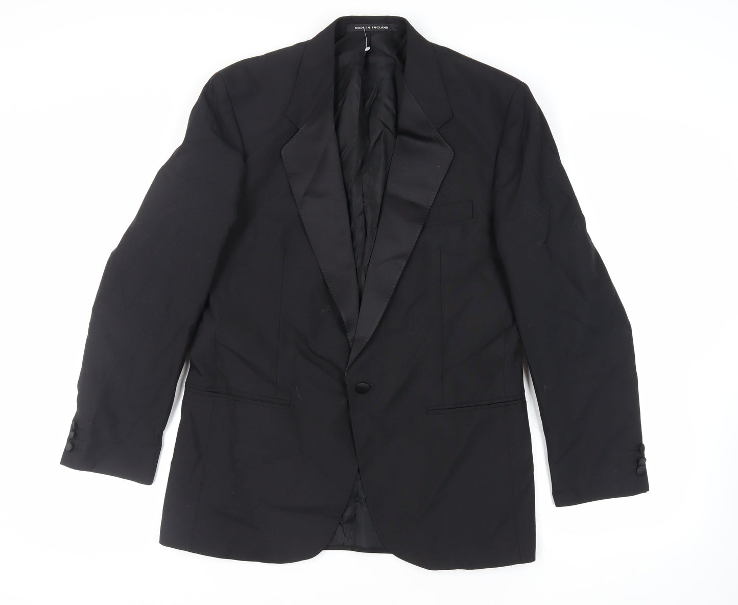 The Label Mens Black Wool Tuxedo Suit Jacket Size 40 Regular