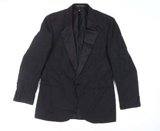 The Label Mens Black Wool Tuxedo Suit Jacket Size 40 Regular
