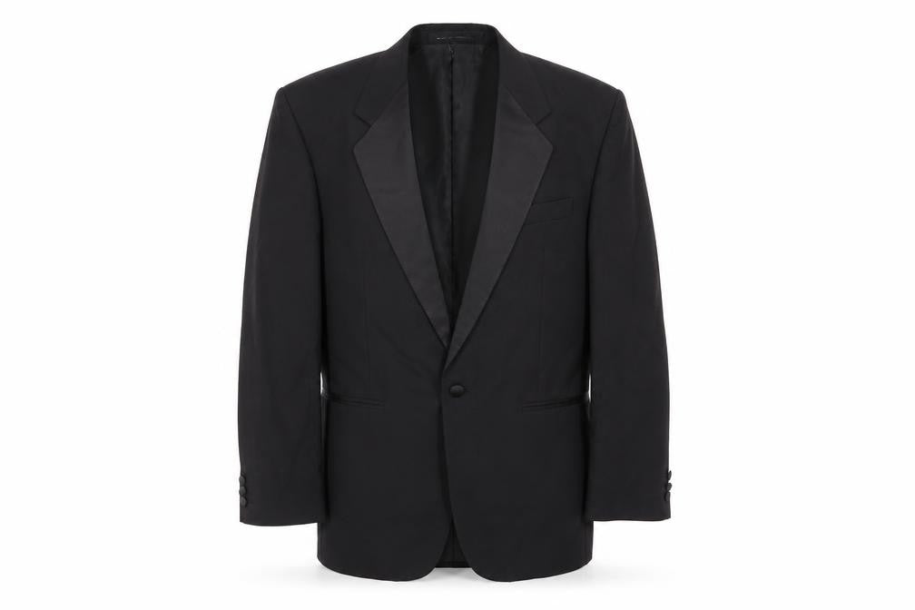 The Label Mens Black Wool Tuxedo Suit Jacket Size 40 Regular