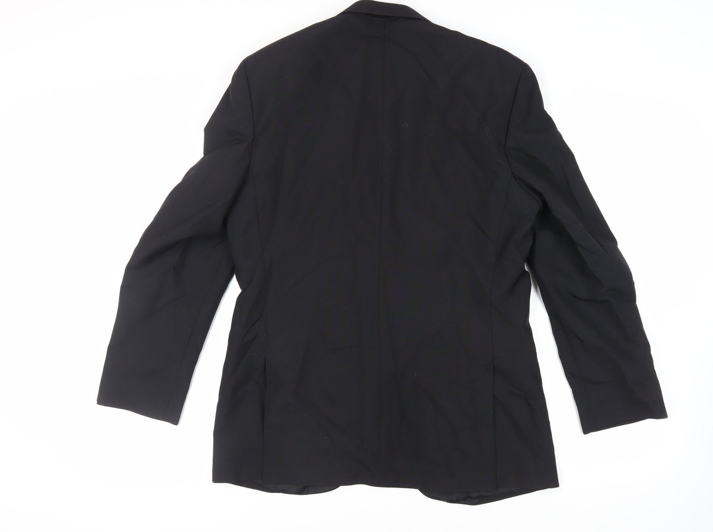 The Label Mens Black Wool Tuxedo Suit Jacket Size 40 Regular