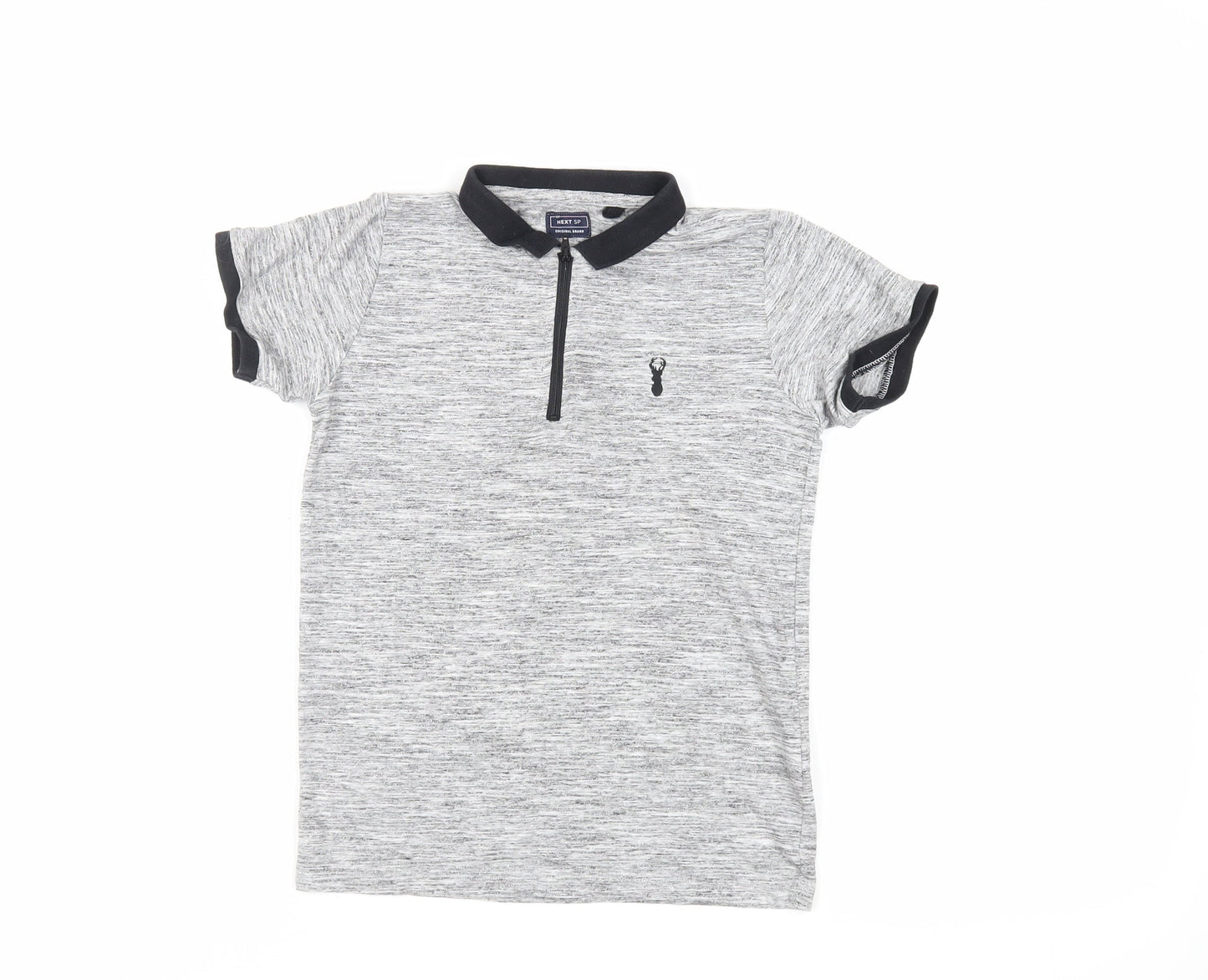 NEXT Boys Grey Cotton Pullover Polo Size 9 Years Collared Zip