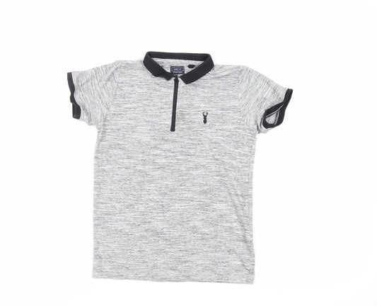NEXT Boys Grey Cotton Pullover Polo Size 9 Years Collared Zip