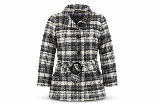 Debenhams Womens Grey Plaid Jacket Size 18 Button - Belted