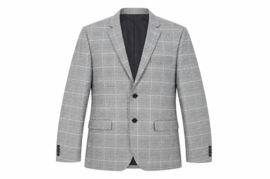 H&M Mens Grey Plaid Polyester Jacket Blazer Size 42 Regular