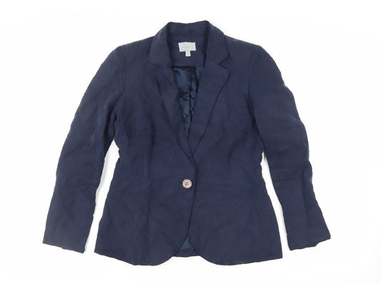 H&M Womens Blue Jacket Blazer Size 10 Button