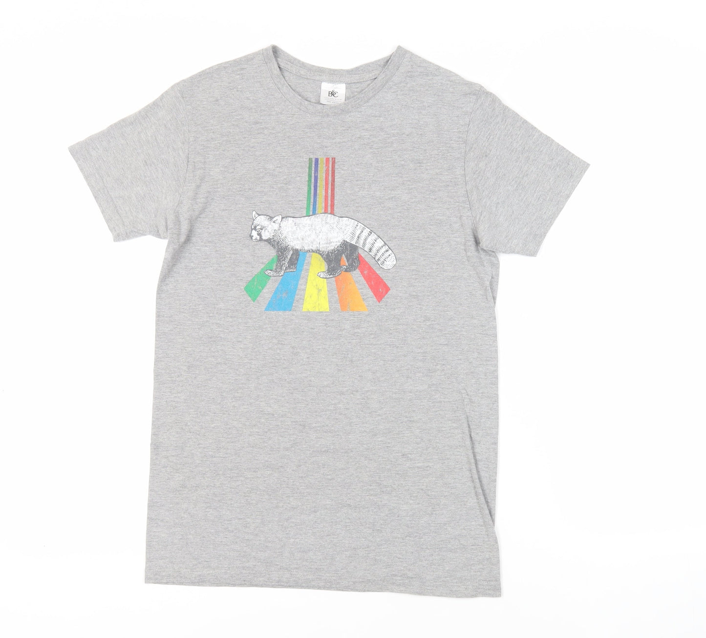 BC Collection Womens Grey Cotton Basic T-Shirt Size S Crew Neck
