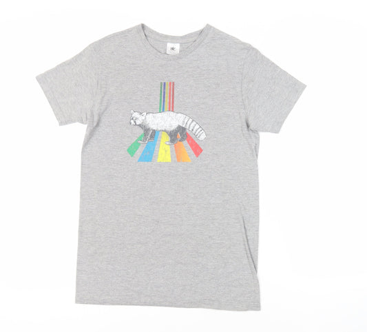 BC Collection Womens Grey Cotton Basic T-Shirt Size S Crew Neck