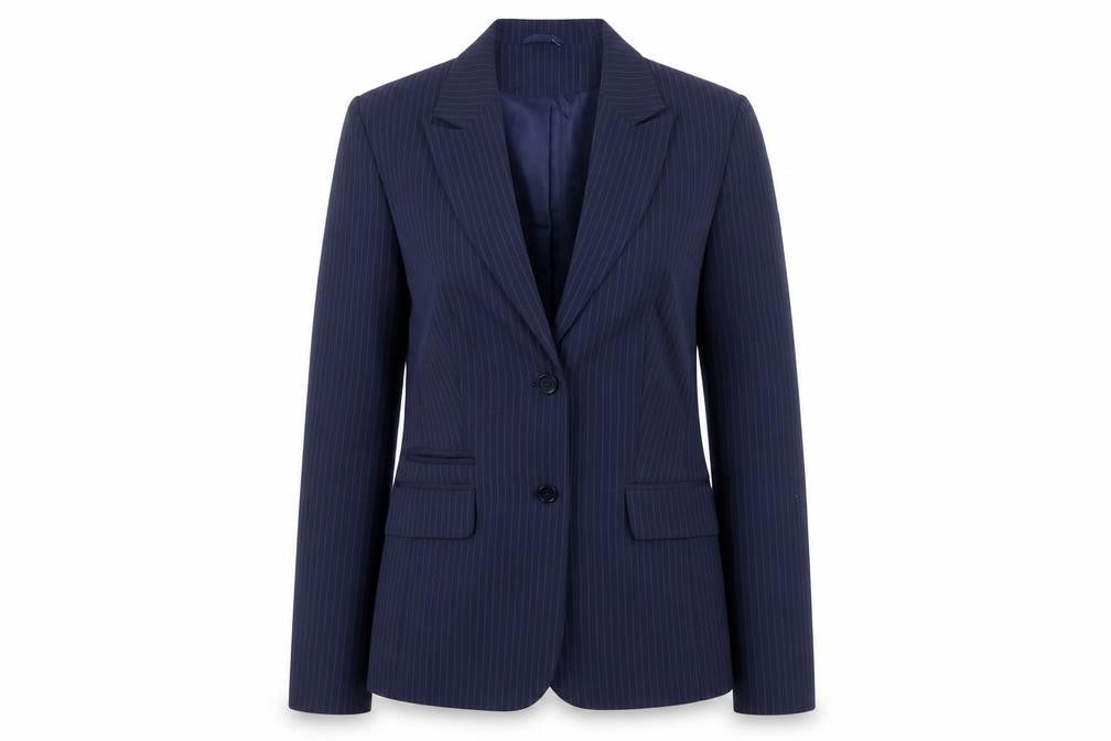 Etam Womens Blue Striped Jacket Blazer Size 12 Button