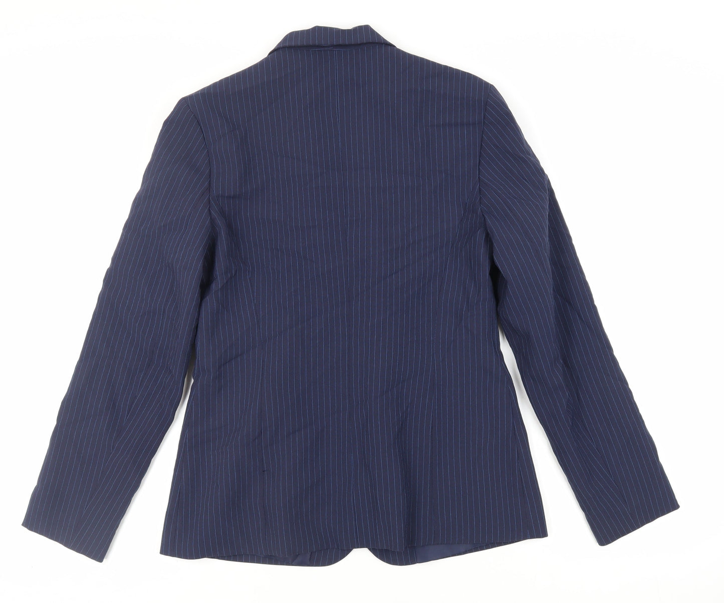 Etam Womens Blue Striped Jacket Blazer Size 12 Button
