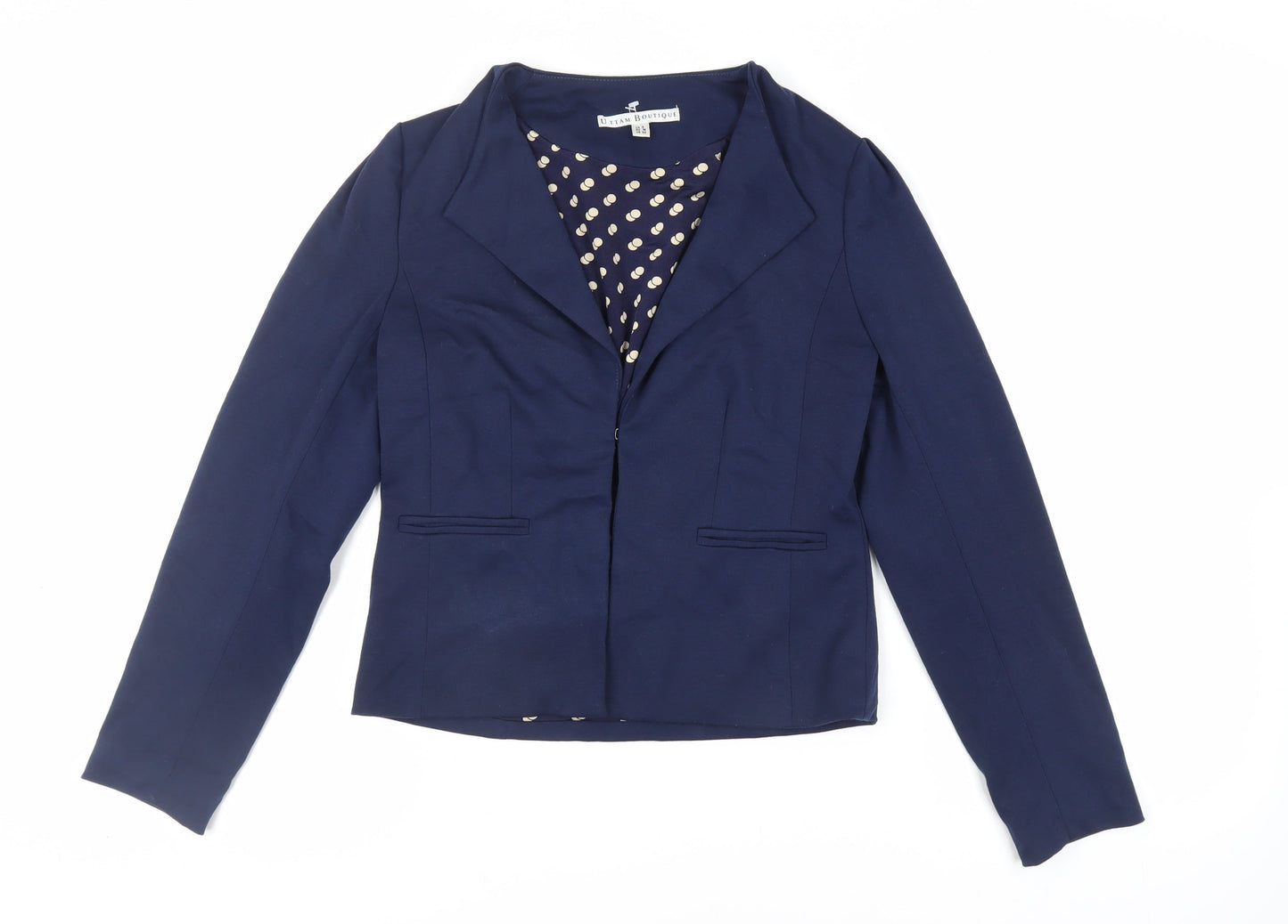 Uttam Boutique Womens Blue Jacket Blazer Size 8 Hook & Eye