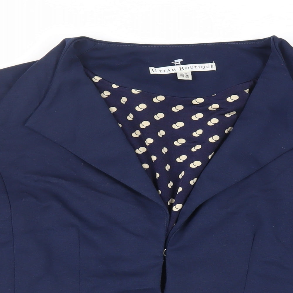 Uttam Boutique Womens Blue Jacket Blazer Size 8 Hook & Eye