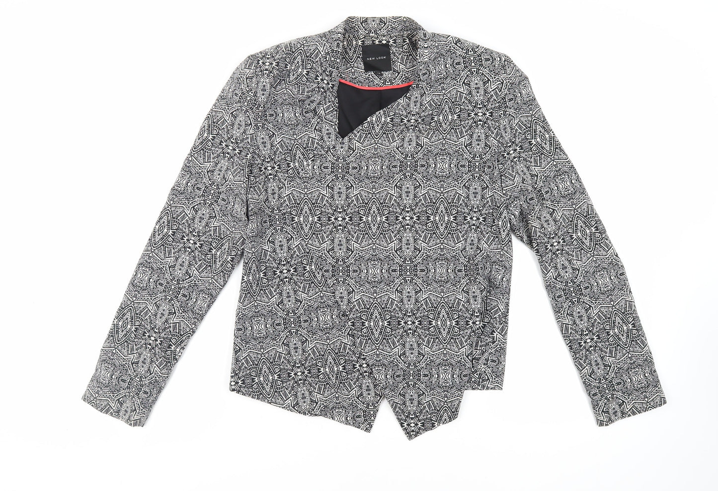 New Look Womens Blue Geometric Jacket Blazer Size 12 - Open