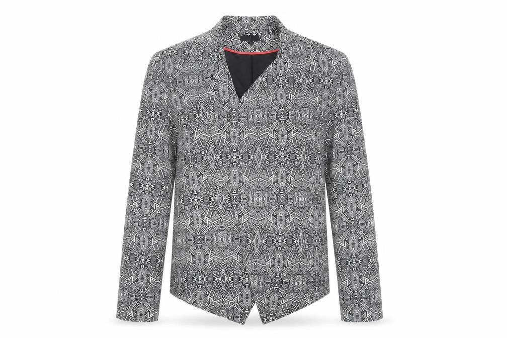 New Look Womens Blue Geometric Jacket Blazer Size 12 - Open