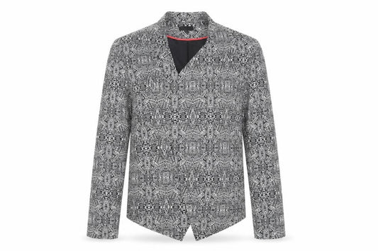 New Look Womens Blue Geometric Jacket Blazer Size 12 - Open