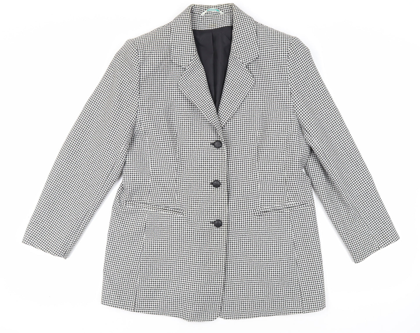 Canda Womens Black Check Jacket Blazer Size 16 Button - Vintage