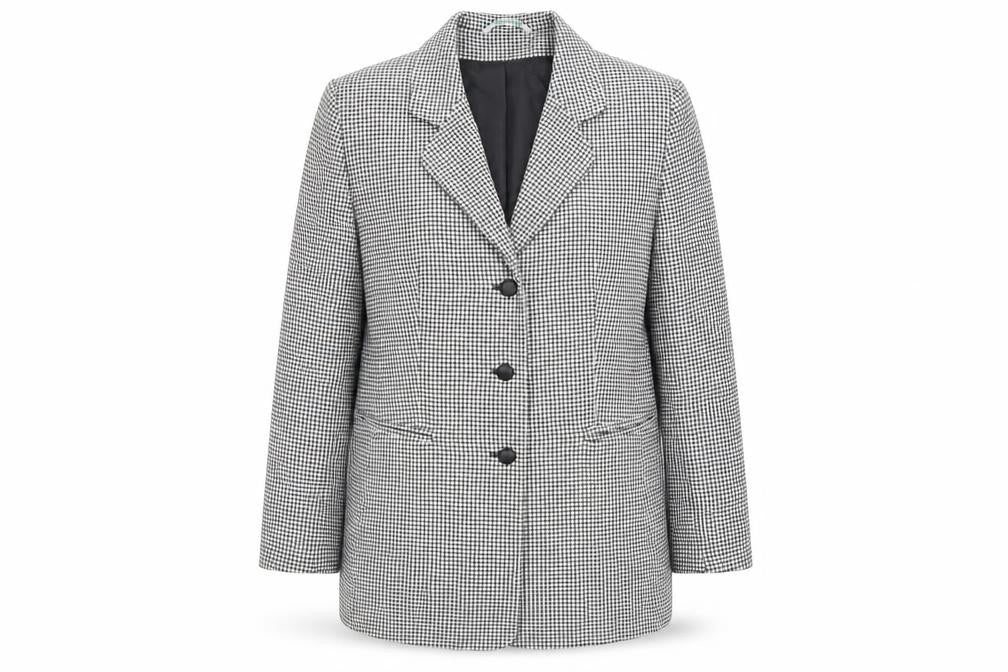 Canda Womens Black Check Jacket Blazer Size 16 Button - Vintage