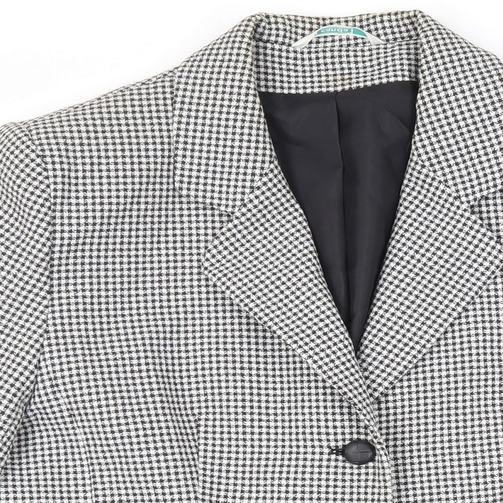 Canda Womens Black Check Jacket Blazer Size 16 Button - Vintage