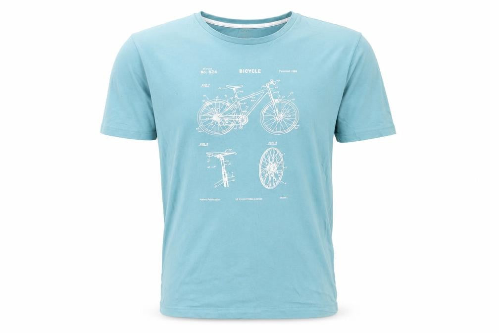 Marks & Spencer Mens Blue Cotton T-Shirt Size S Crew Neck - Bicycle Print