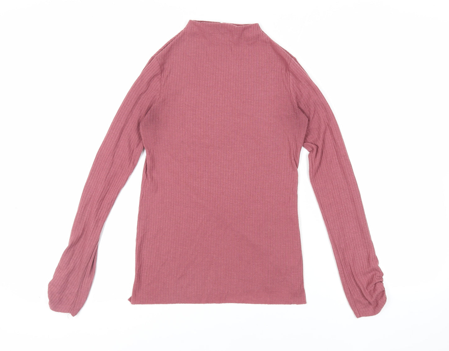 River Island Womens Purple Polyester Basic T-Shirt Size 8 Mock Neck - Ribbed