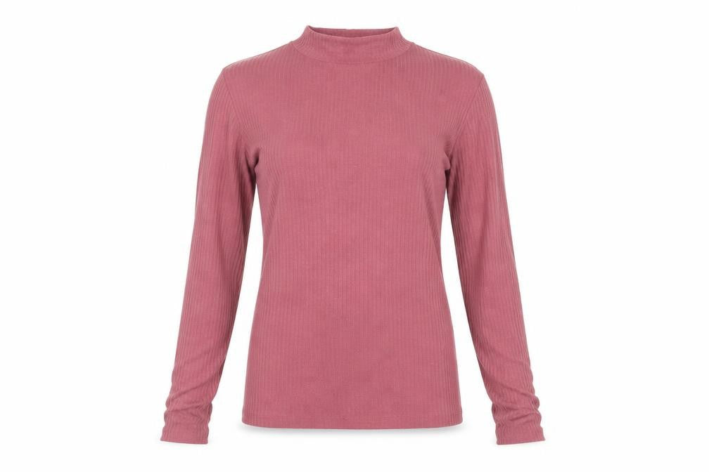 River Island Womens Purple Polyester Basic T-Shirt Size 8 Mock Neck - Ribbed