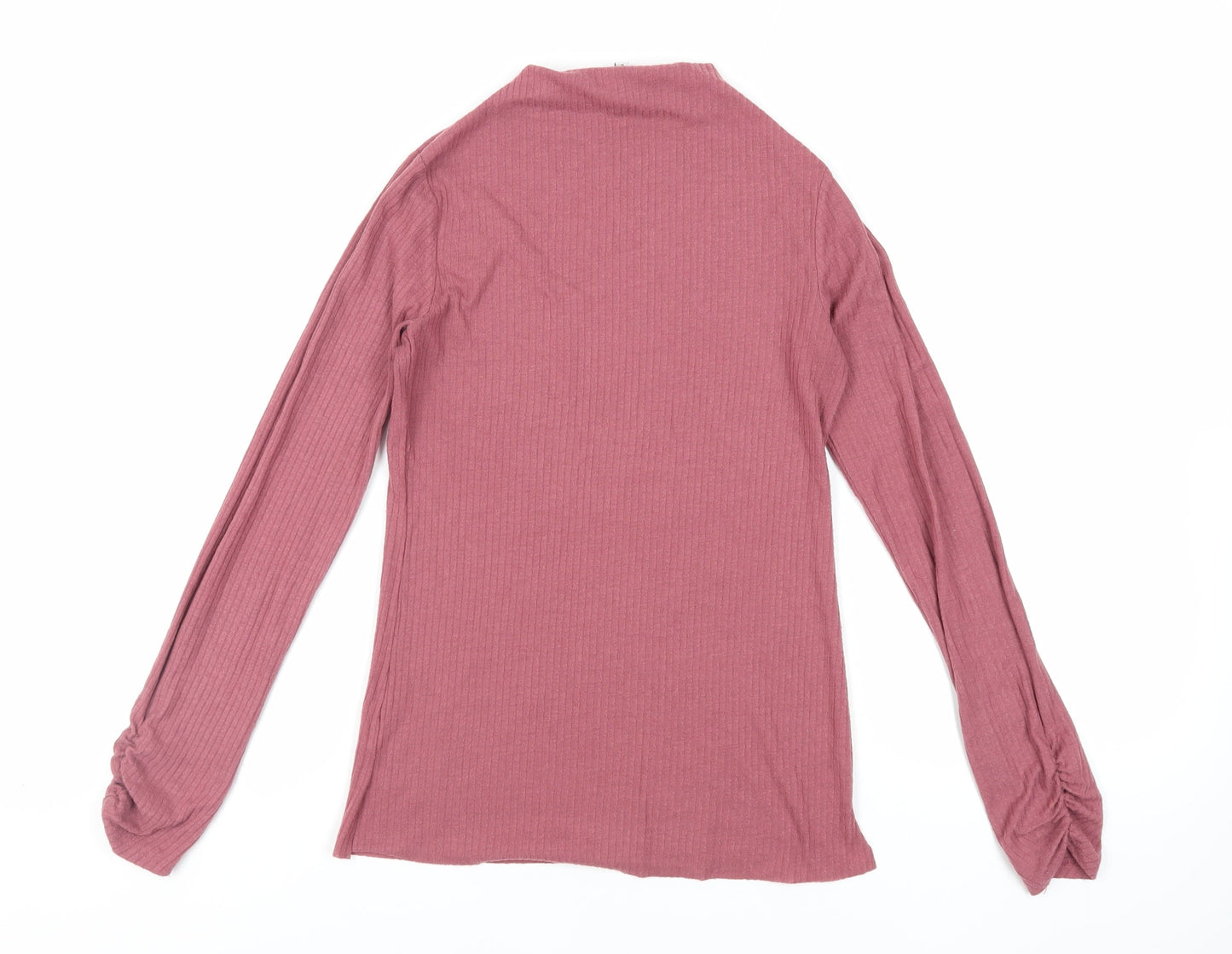 River Island Womens Purple Polyester Basic T-Shirt Size 8 Mock Neck - Ribbed