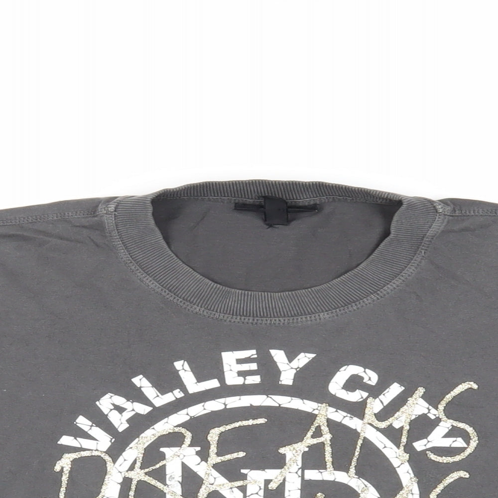 Topshop Womens Grey Cotton Basic T-Shirt Size XS Crew Neck