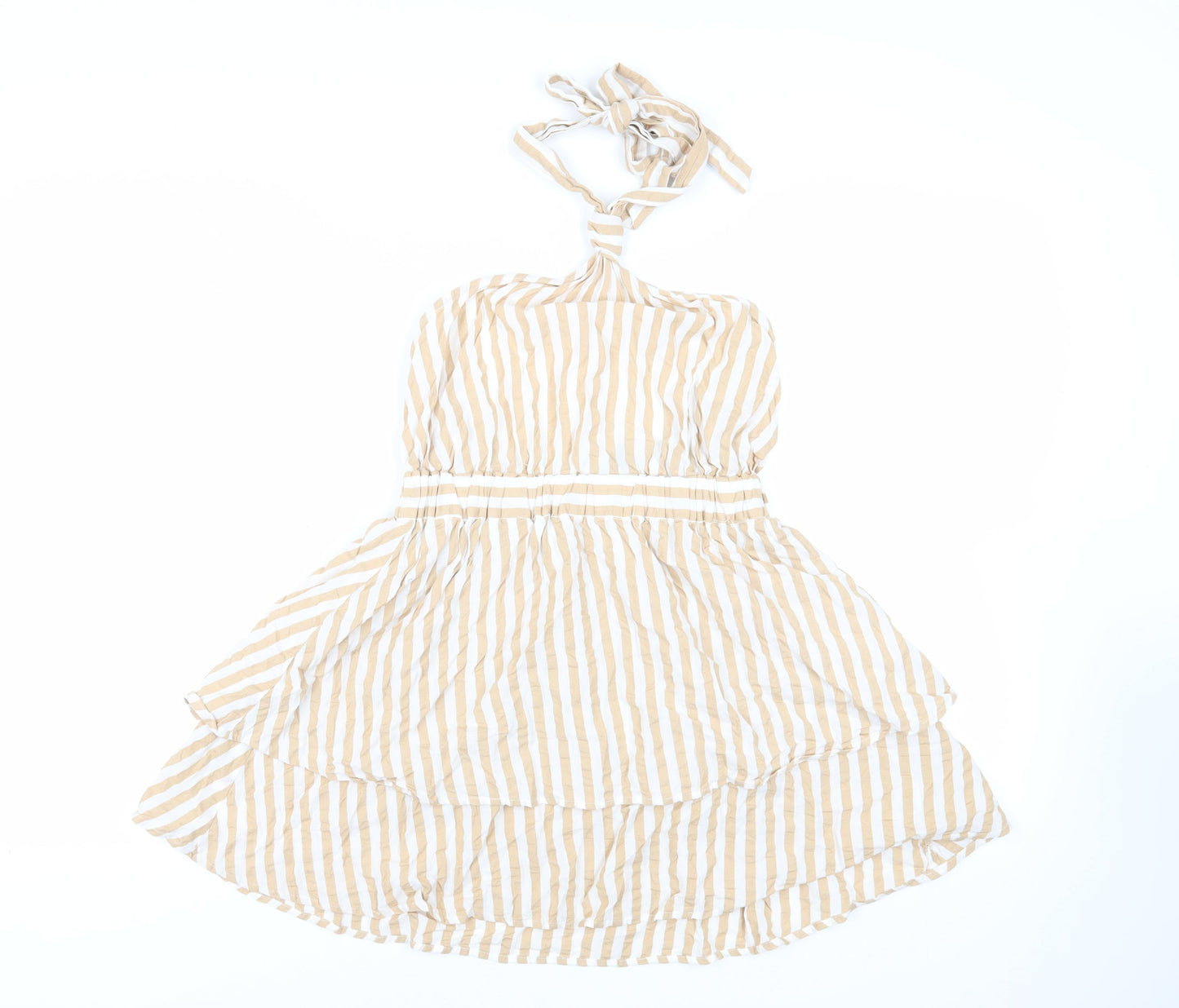 ASOS Womens Beige Striped Cotton Basic Blouse Size 10 Halter - Backless