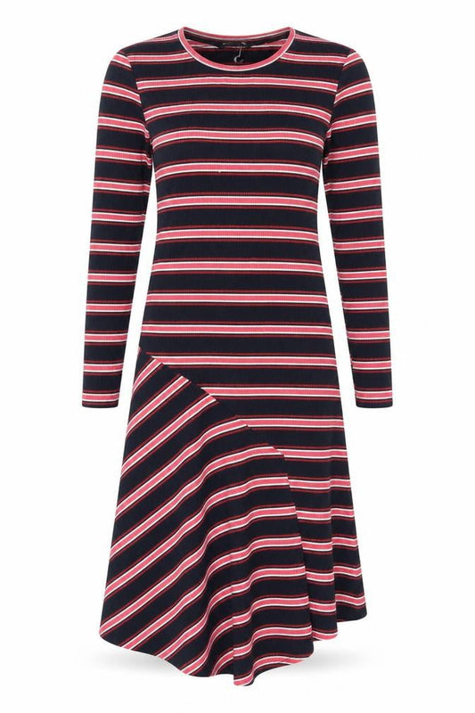 Stradivarius Womens Black Striped Cotton T-Shirt Dress Size L Crew Neck Pullover - Ribbed