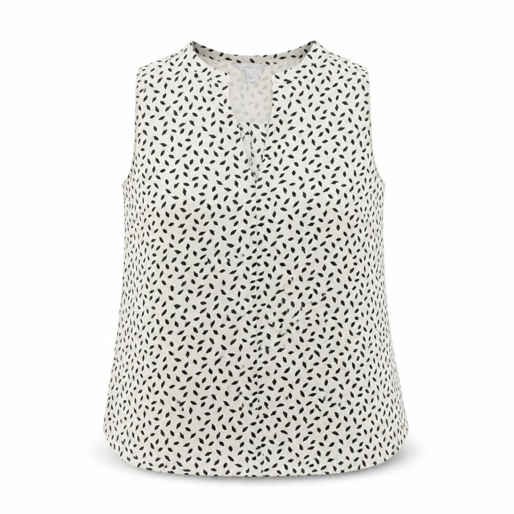 H&M Womens Ivory Geometric Polyester Basic Blouse Size 12 V-Neck