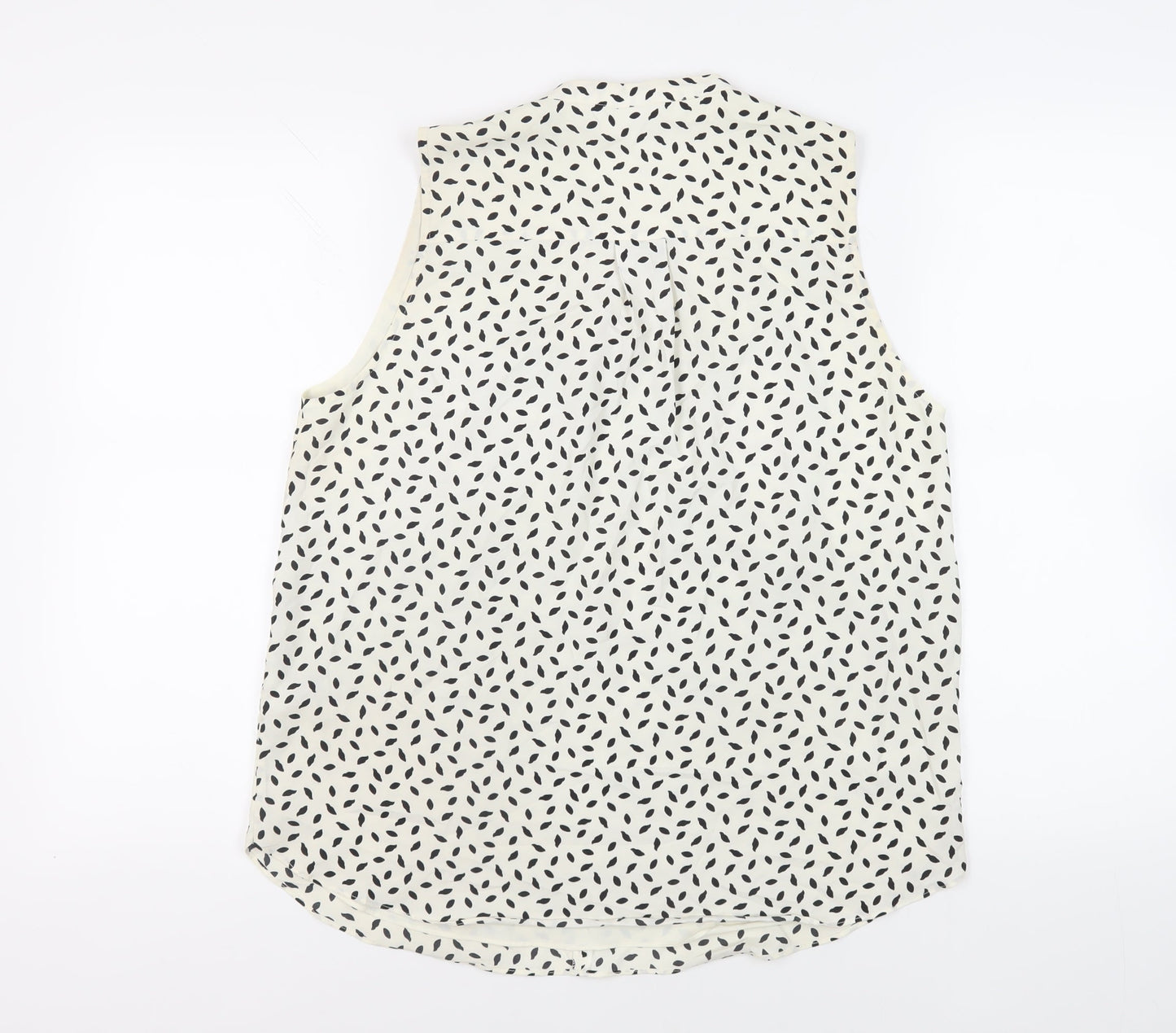 H&M Womens Ivory Geometric Polyester Basic Blouse Size 12 V-Neck