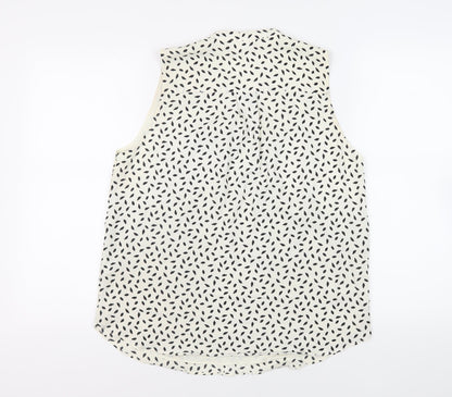 H&M Womens Ivory Geometric Polyester Basic Blouse Size 12 V-Neck