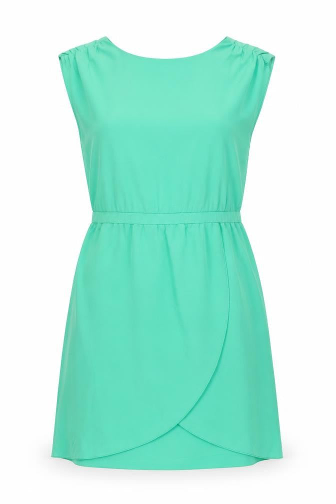 H&M Womens Green Polyester Shift Size 6 Boat Neck Button