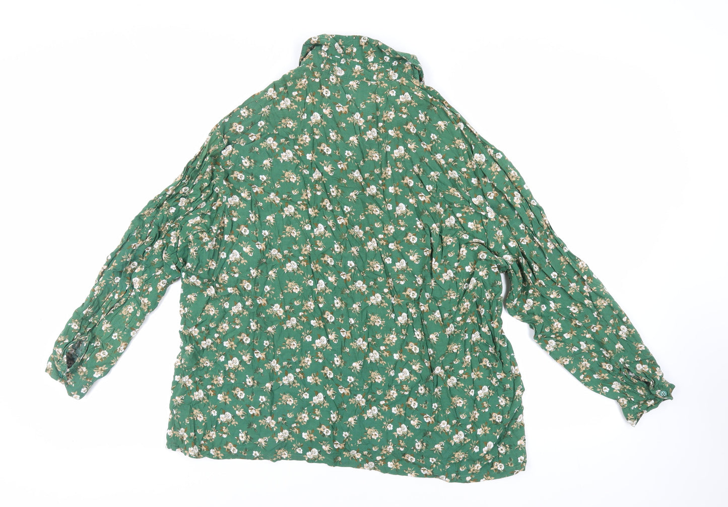 Woodpecker Womens Green Floral Viscose Basic Button-Up Size 20 Collared - Size 20-22