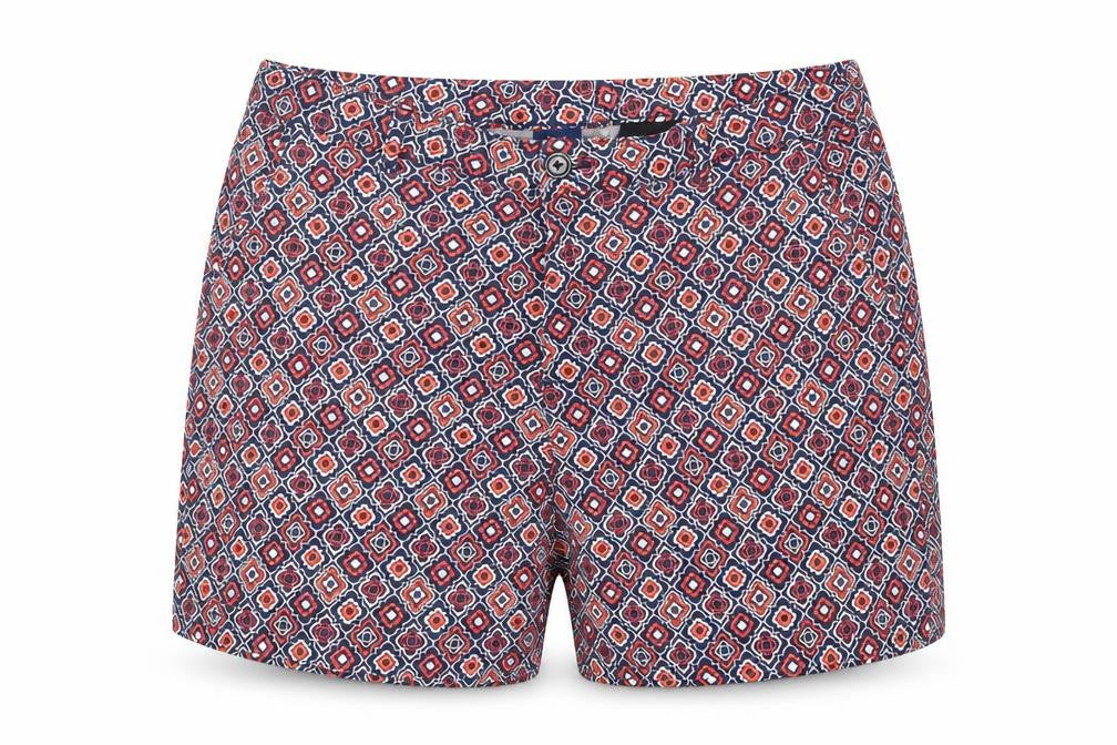 Basic Editions Womens Blue Geometric Cotton Basic Shorts Size XL L5 in Regular Zip - Pockets