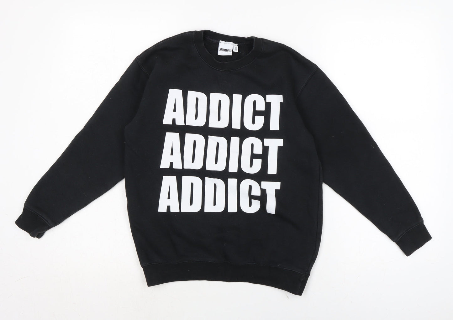 Addict Boys Black Cotton Pullover Sweatshirt Size 9 Years