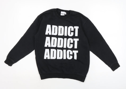 Addict Boys Black Cotton Pullover Sweatshirt Size 9 Years