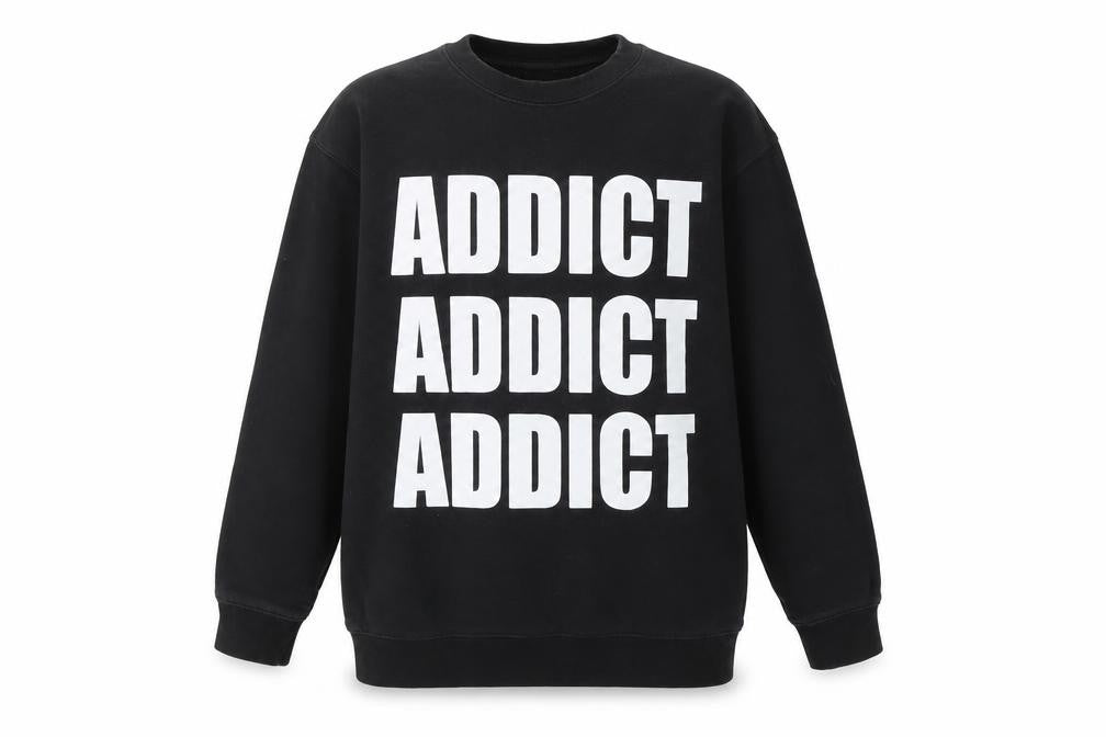 Addict Boys Black Cotton Pullover Sweatshirt Size 9 Years