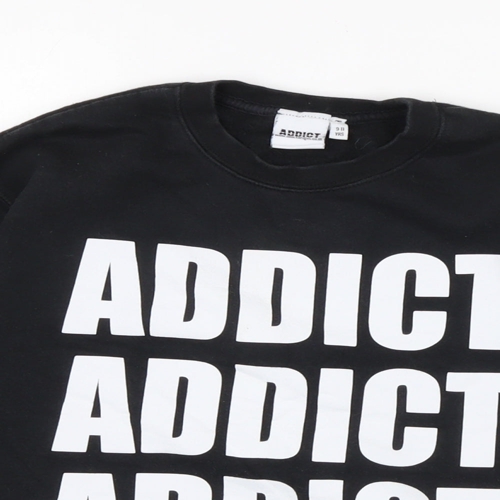 Addict Boys Black Cotton Pullover Sweatshirt Size 9 Years