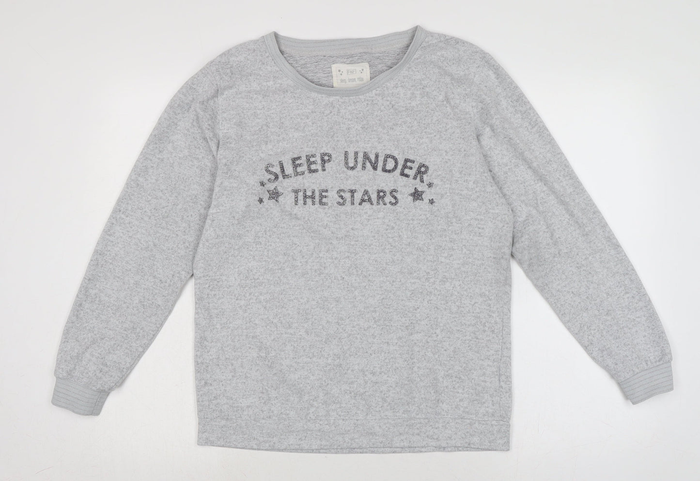 F&F Womens Grey Solid Polyester Top Pyjama Top Size 10