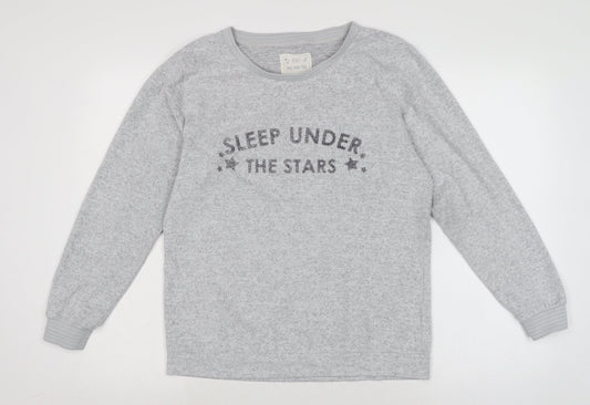 F&F Womens Grey Solid Polyester Top Pyjama Top Size 10