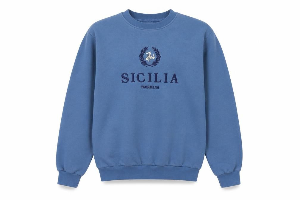 sicilia Mens Blue Cotton Pullover Sweatshirt Size LT