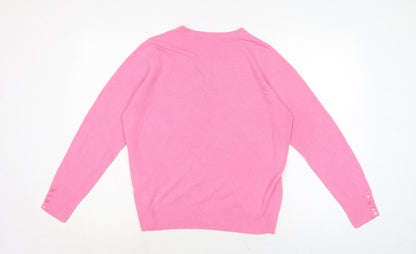 Marks & Spencer Womens Pink Square Neck Acrylic Pullover Jumper Size 14