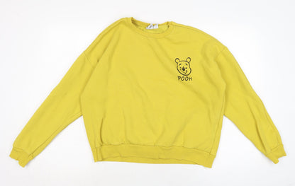 Preloved Disney Womens Yellow Cotton Pullover Sweatshirt Size L - Front