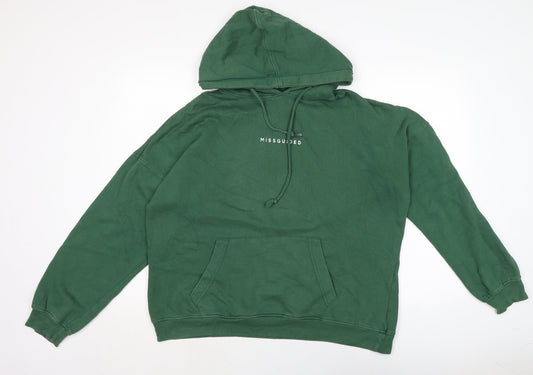 Missguided Womens Green Cotton Pullover Hoodie Size 10