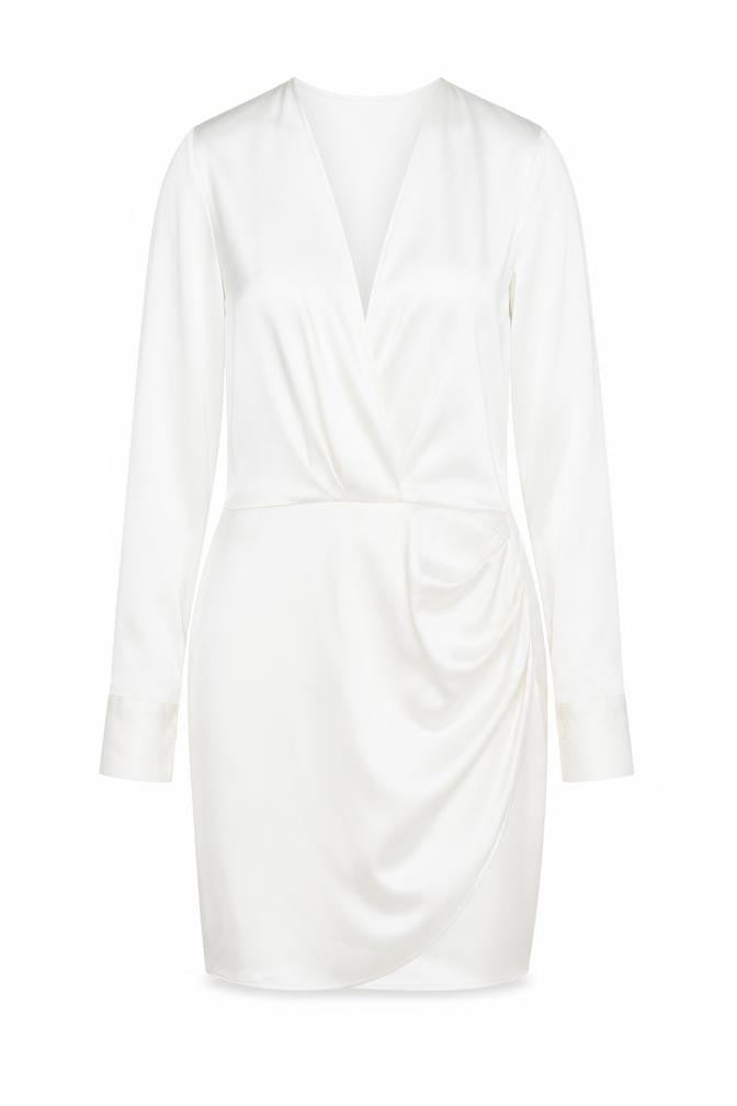 Zara Womens White Polyester Wrap Dress Size S V-Neck Zip